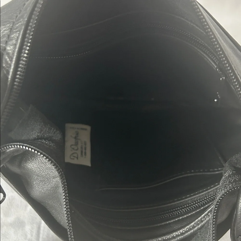 D'Onofrio Classic Black Leather Travel Shoulder Bag Purse 🌺🌺 - Picture 6 of 7